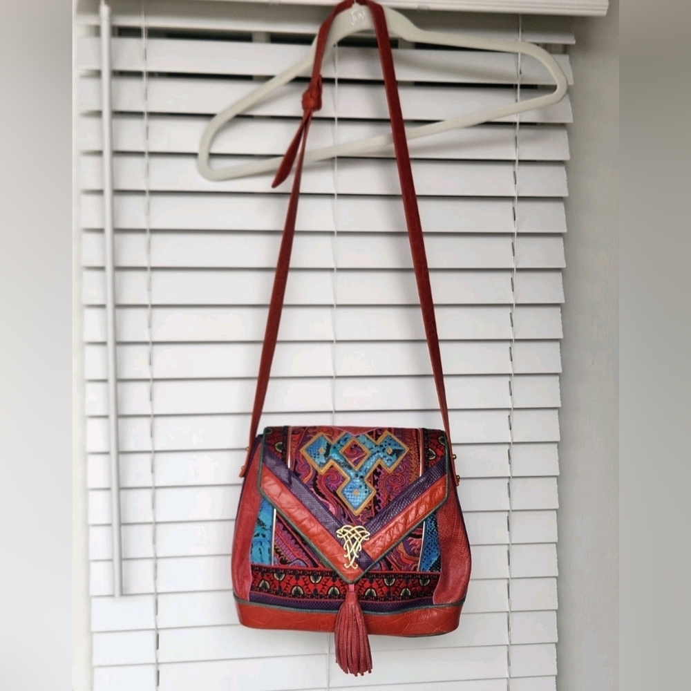 Sharif Multicolor Red Blue Purple Crossbody Bag - Picture 7 of 16